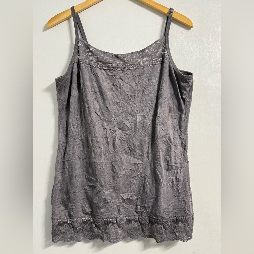 Maurices Charcoal Lace Cami 1X Dark Romantic Layering Tank